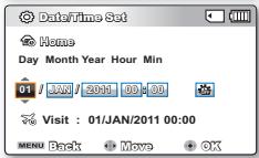 SAMSUNG SMX-F500 - RéGLAGE INITIAL DU FUSEAU HORAIRE ET DE LA DATE ET L'HEURE - 4