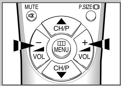 MUTE P.SIZE CH/P - VOL MENU + VOL CH/P