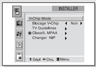 SAMSUNG HCL473W - Comment configurer des restrictions avec les classifications MPAA : g, PG, pg-13, r, nc-17, x - 3