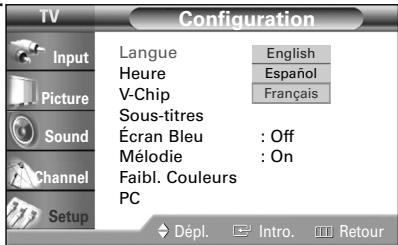 SAMSUNG HL-R5064W - Appuyez sur la touche ENTER pour sélectionner "Langue". - 1