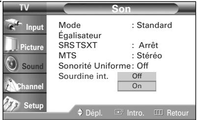 SAMSUNG HL-R5064W - Appuyez sur la touche ▲ ou ▼ pour sélectionner "Off" ou "On", puis appuyez sur la touche ENTER. - 1
