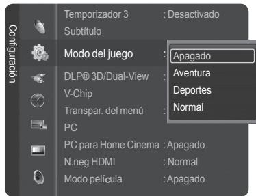SAMSUNG HL-T7288W - Uso del Modo del jeu - 2