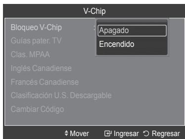 SAMSUNG HL-T7288W - Activación/desactivación de V-Chip - 3