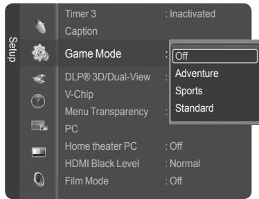 SAMSUNG HL-T7288W - Using the Game Mode - 2