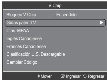 SAMSUNG HL-T7288W - Configuración de las restricciones mediante las “Guias paternas de TV” - 3