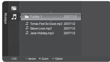 SAMSUNG HL-T7288W - Utiliser la liste de pieces musicales (MP3) - 1