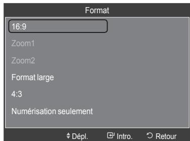 SAMSUNG HL-T7288W - Modification du format de l'image - 2