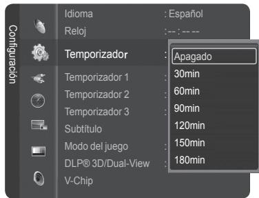 SAMSUNG HL-T7288W - Ajuste del temporizador de desconexión - 1