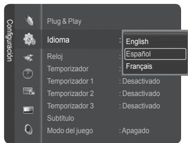 SAMSUNG HL-T7288W - Selección del idioma de los manos - 2