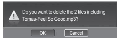 SAMSUNG HL-T7288W - Deleting Multiple Music Files - 7
