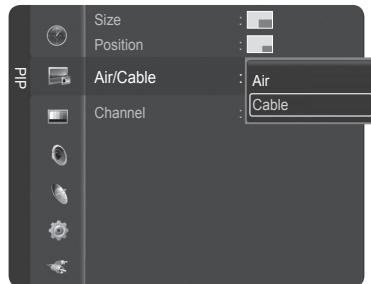 SAMSUNG HL-T7288W - Selecting a Signal Source (Air or Cable) for PIP - 1