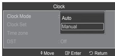 SAMSUNG HL-T7288W - Option 2: Setting the Clock Manually - 1