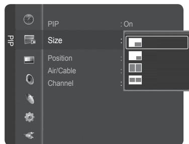 SAMSUNG HL-T7288W - Changing the Size of the PIP Window - 1