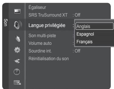 SAMSUNG HL-T7288W - Langue privilégée - 2
