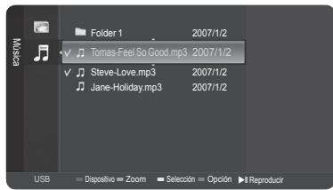 SAMSUNG HL-T7288W - Reproduccion de un archivo de musica - 2