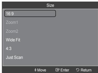 SAMSUNG HL-T7288W - Changing the Screen Size - 2