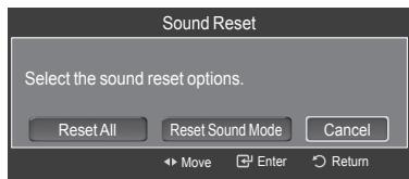 SAMSUNG HL-T7288W - Resetting the Sound Settings - 2