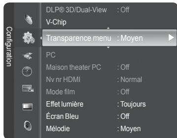 SAMSUNG HL-T7288W - Niveau de transparence du menu - 1