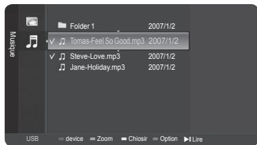 SAMSUNG HL-T7288W - Icône d'information de la fonction Musique (affichée dans le coin supérieur gauche de l'écran). - 2