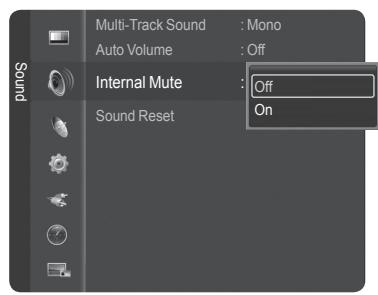 SAMSUNG HL-T7288W - Selecting the Internal Mute - 2