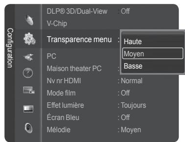 SAMSUNG HL-T7288W - Niveau de transparence du menu - 2
