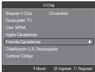 SAMSUNG HL-T7288W - Cómo configurar las limitaciones realizando laopyon "Inglés Canadiense" (para modelos de Canadá) - 3