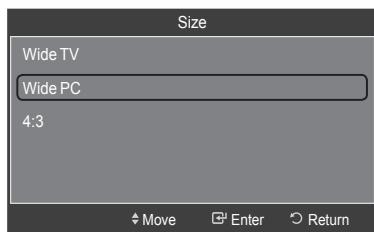 SAMSUNG HL-T7288W - Changing the Picture Size (PC Mode) - 2