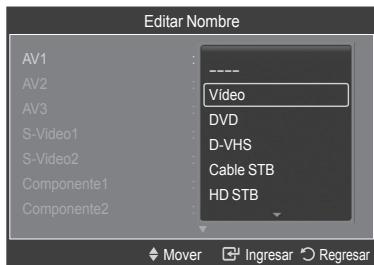SAMSUNG HL-T7288W - Para editar el nombre del origen de entrada - 3
