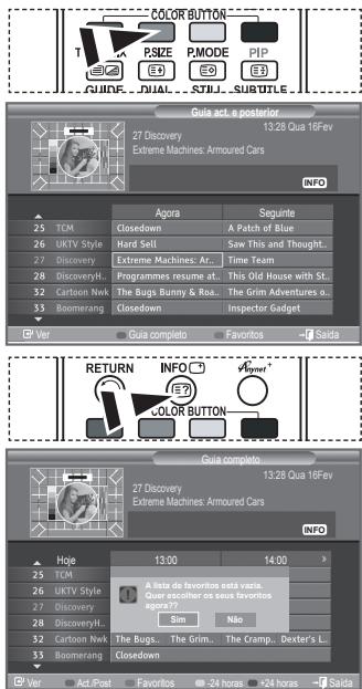 SAMSUNG LE-52F96BD - No menu do EPG, pode ver todos os canais ou os canais favoritos. - 1