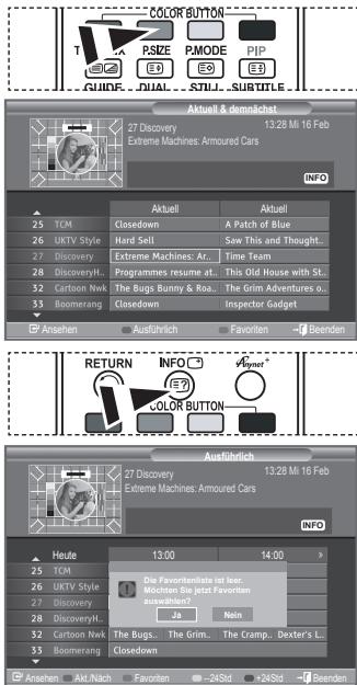 SAMSUNG LE-52F96BD - Im Menu des elektronischen Programmführers können Sie alle Kanäle oder die bevorzugten Kanäle anzeigen. - 1