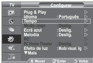 SAMSUNG LE-52F96BD - Pode acertar o relógio do televisor para que apareça a hora actual quando carregar no botão INFO. Não tem de acertar a hora se quiser usar os temporizadores Ligar/Desligar automatístico. - 3