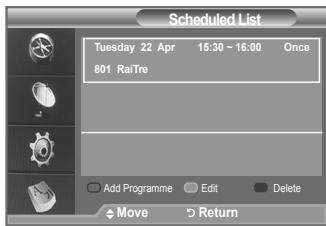 SAMSUNG LE-52F96BD - Using the Scheduled List - 3