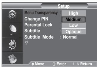 SAMSUNG LE-52F96BD - You can set the Transparency of the menu. - 5