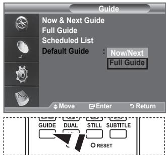 SAMSUNG LE-52F96BD - Setting the Default Guide - 1
