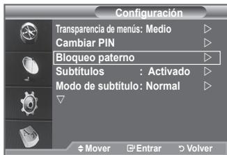 SAMSUNG LE-52F96BD - Configuración del bloqueo paterno - 1