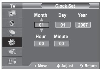 SAMSUNG LE-52F96BD - Setting and Displaying the Current Time - 2