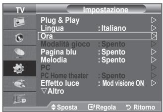 SAMSUNG LE-52F96BD - Impostazione e visualizzazione dell'ora corrente - 1