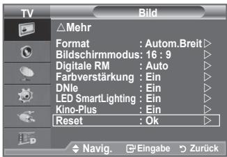 SAMSUNG LE-52F96BD - Sie können die Einstellungen auf die werkseitig festgelegten Standardbildeinstellungen zurücksetzen. - 1