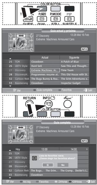 SAMSUNG LE-52F96BD - En el menu EPG puede ver todos los canales o solo los favoritos. - 1