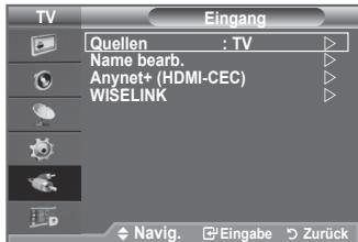 SAMSUNG LE-52F96BD - Sie können zwischen den an den Eingangsbuchsen des Fernsehgerats angeschlossenen externen Quellen auswahlen. - 1
