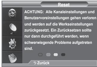 SAMSUNG LE-52F96BD - Sie können alle gespeicherten Werte wieder auf die Ausgangswerte zurücksetzen. - 2