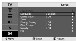 SAMSUNG LE-23R32B - When you start using your set for the first time, you must select the language which will be used for displaying menus and indications. - 1