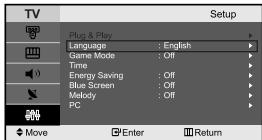 SAMSUNG LE-23R71B - When you start using your set for the first time, you must select the language which will be used for displaying menus and indications. - 1