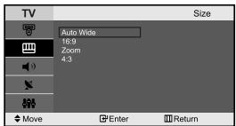 SAMSUNG LE-23R71B - You can select the picture size which best corresponds to your viewing requirements. - 1