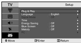 SAMSUNG LE-23R71B - Setting the Blue Screen Mode / Selecting the Melody - 1