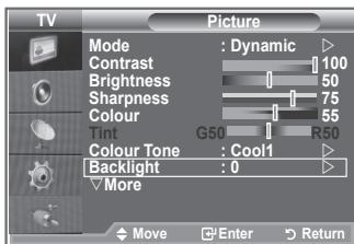 SAMSUNG LE-23R81B - Svetlost zaslona lahko prilagodite takto, da prilagodite osvetlitev LCD-zaslona. (0 10) - 1