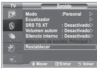 SAMSUNG LE-23R81B - Reajuste de los values del sonido a los values predefinidos de fabrica - 1
