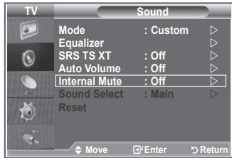 SAMSUNG LE-23R81B - Selecting the Internal Mute - 1