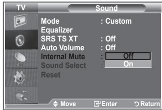 SAMSUNG LE-23R81B - Selecting the Internal Mute - 2