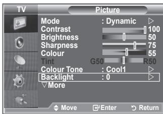 SAMSUNG LE-26R81B - Svetlost zaslona lahko prilagodite takto, da prilagodite osvetlitev LCD-zaslona. (0 10) - 1